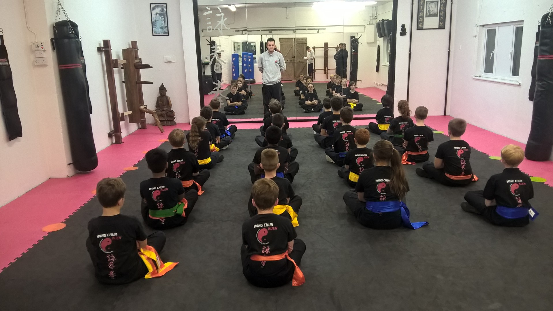 Children are attentive and keen to learn even before the class starts. A fun based Q and A session before the session begins helps focus and martial arts knowledge.